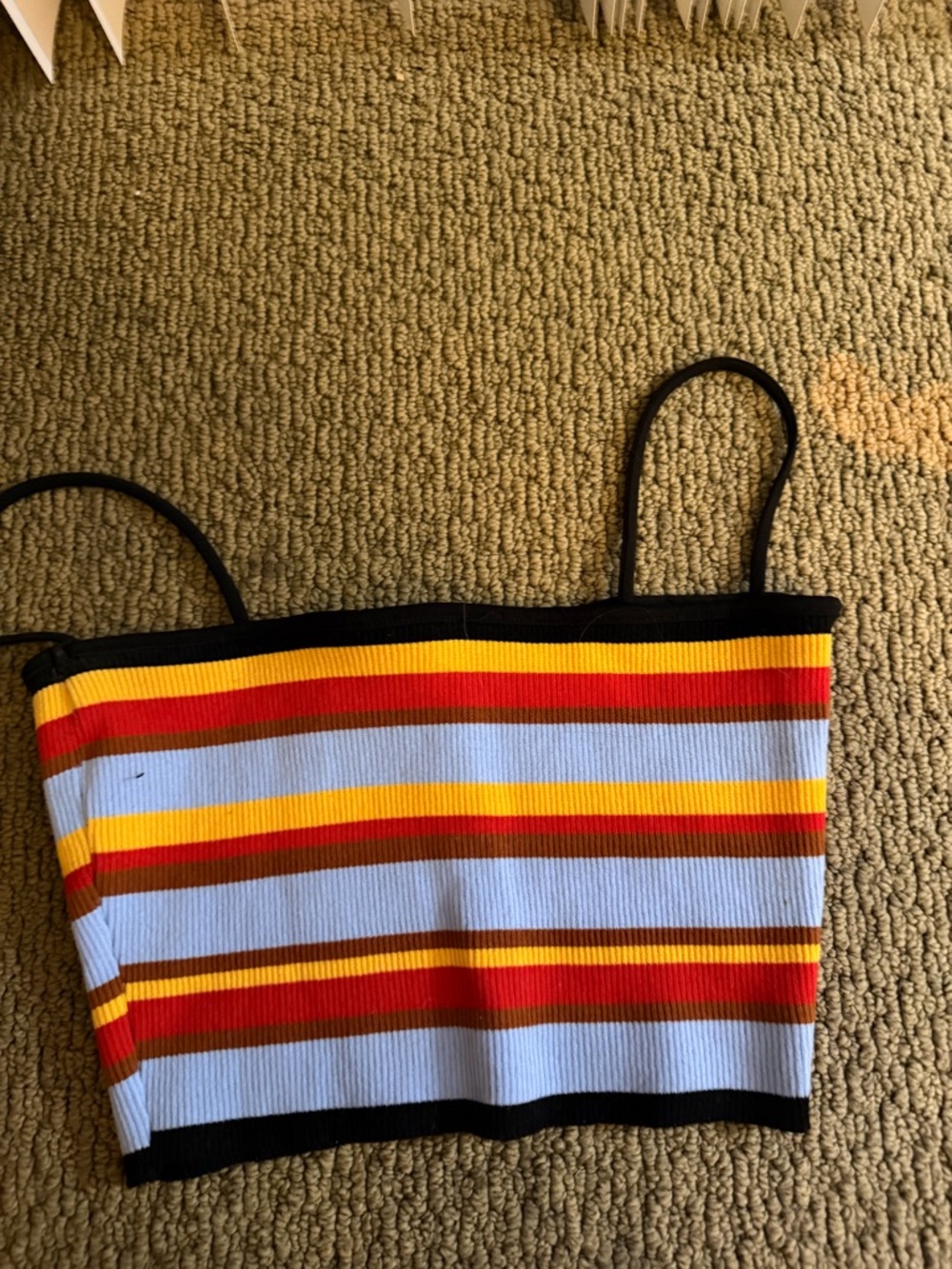 Striped Ribbed Crop Tank Top - Multicolor